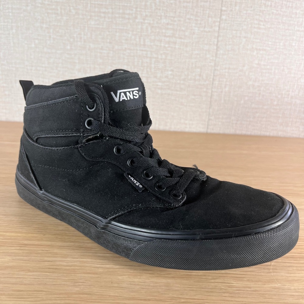 Vans Mens Black High Top Sneakers Canvas Skater Streetwear Grunge Shoes